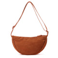 Ribbed Crescent Crossbody in Rust
