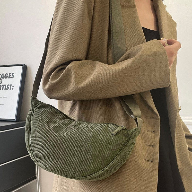 Ribbed Crescent Crossbody - shoulder bag detail