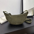 Corduroy Crescent Crossbody in Olive