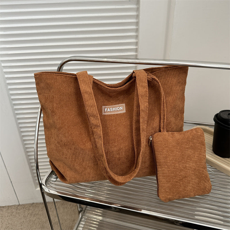 Soft Curve Everyday Tote in Brown - Bag + pouch