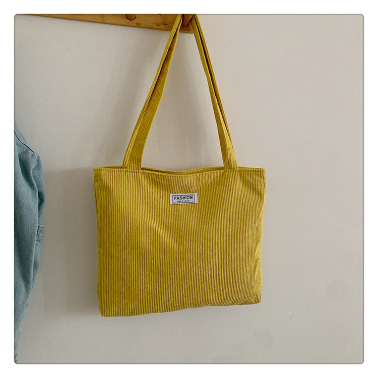 Everyday Ribbed Zip Tote in Yellow