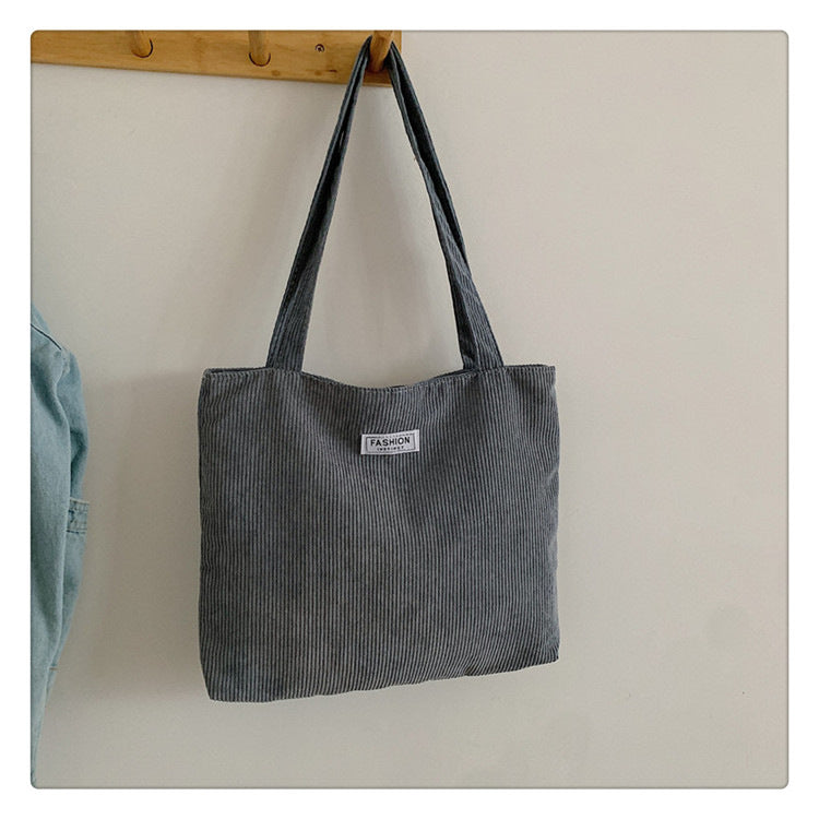 Everyday Ribbed Zip Tote in Grey