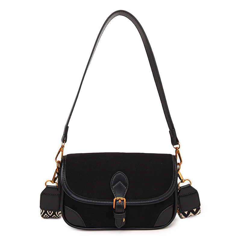 Suede-Effect Everyday Crossbody in Black