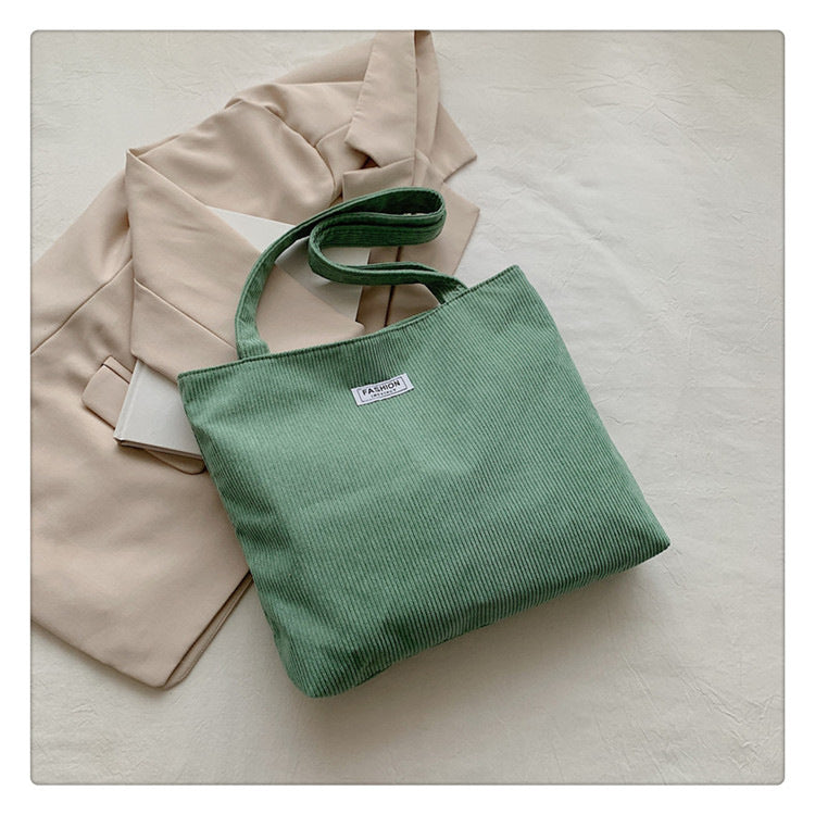 Everyday Ribbed Zip Tote in Light Green