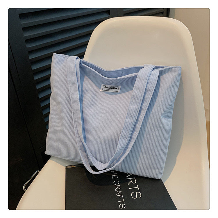 Everyday Ribbed Zip Tote in Sky Blue