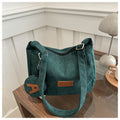Soft Ribbed Shoulder Tote in Green
