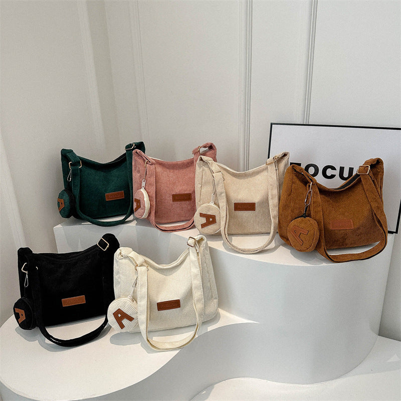 Soft Ribbed Shoulder Tote - shoulder bag detail