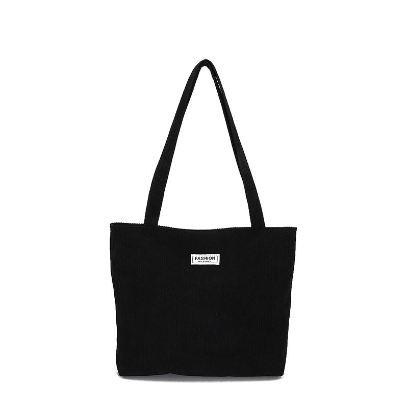 Everyday Ribbed Zip Tote in Black