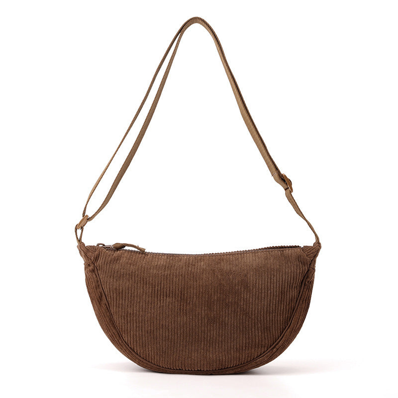 Ribbed Crescent Crossbody in Cocoa