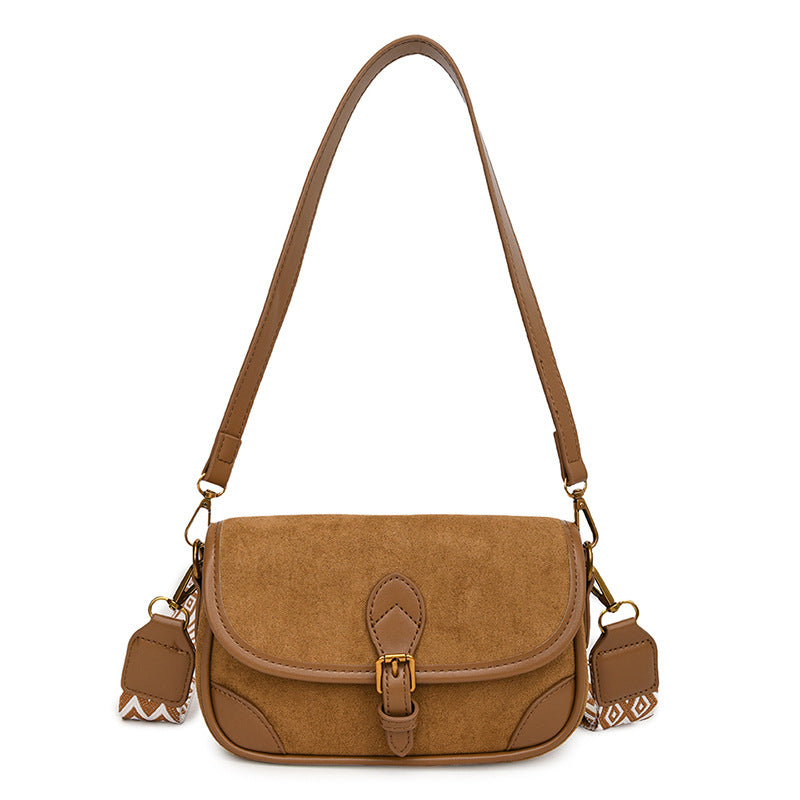 Suede-Effect Everyday Crossbody in Khaki