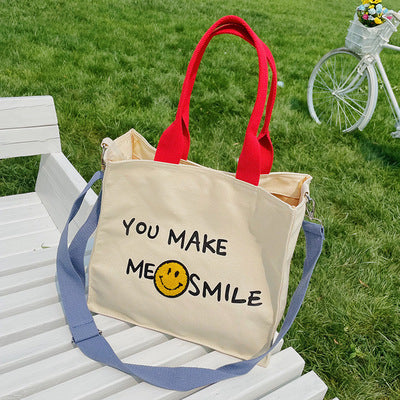 You Make Me Smile Canvas Tote — supplier reference image