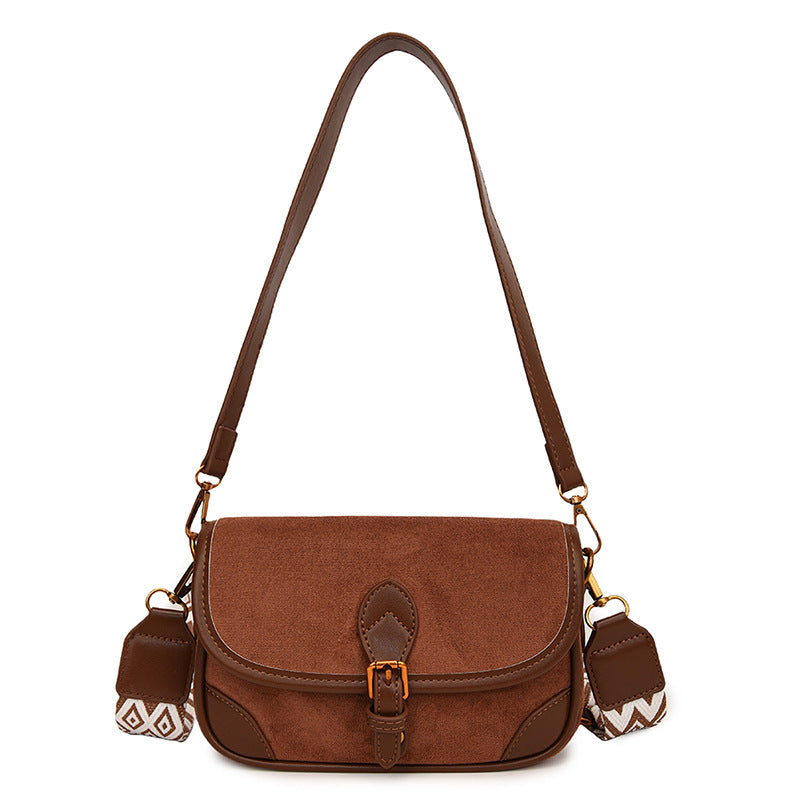 Suede-Effect Everyday Crossbody in Brown
