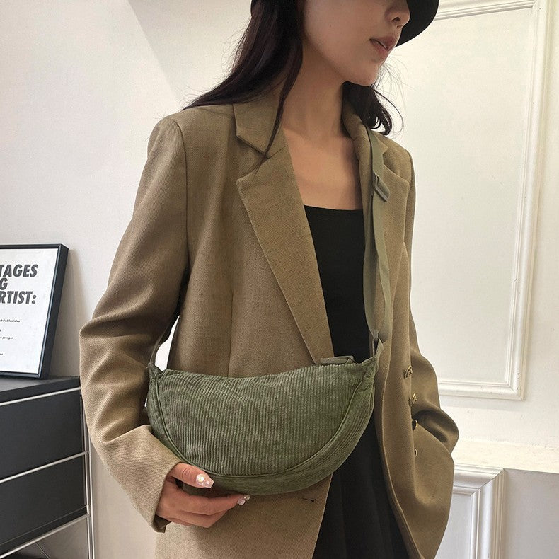 Ribbed Crescent Crossbody - shoulder bag detail