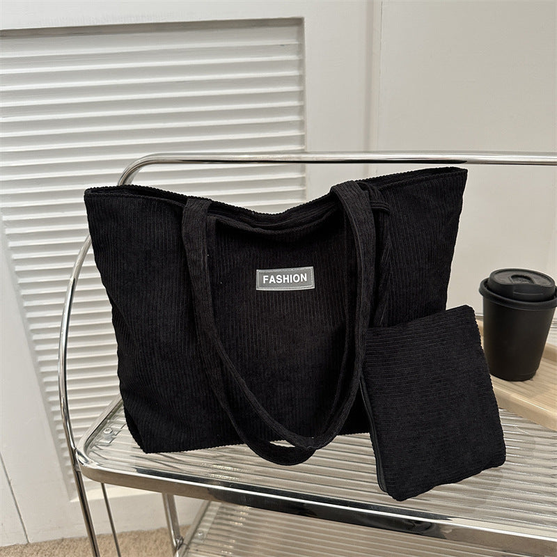 Soft Curve Everyday Tote in Black - Bag + pouch