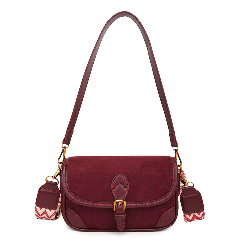 Suede-Effect Everyday Crossbody in Burgundy