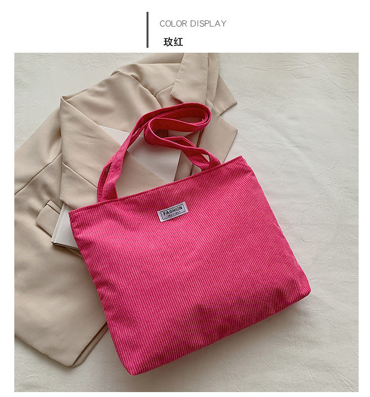 Everyday Ribbed Zip Tote in Fuchsia
