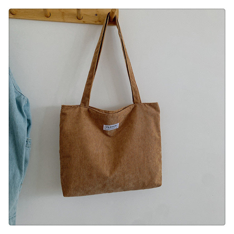 Everyday Ribbed Zip Tote in Khaki