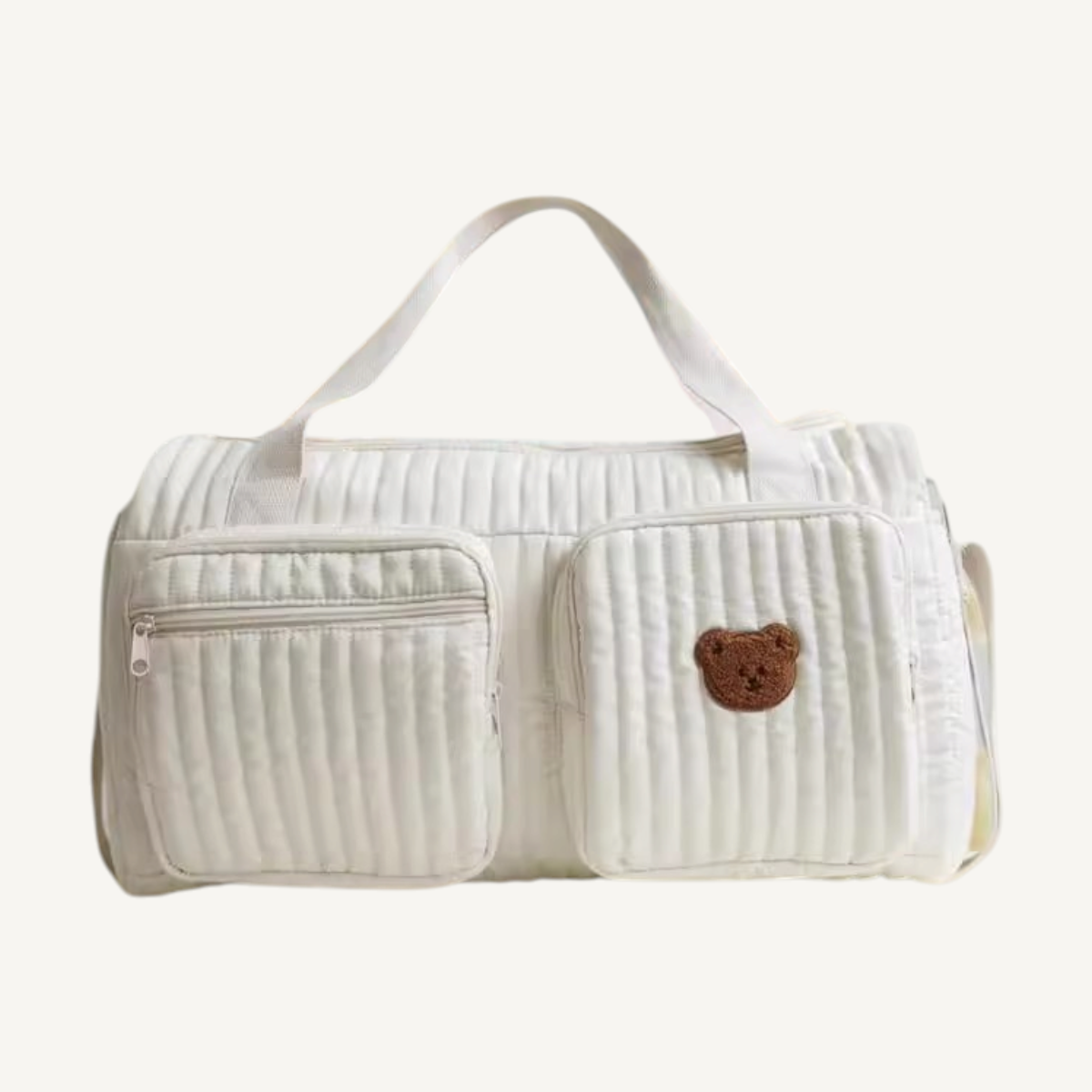 Teddy Cloud Quilted Carryall — front view on light background
