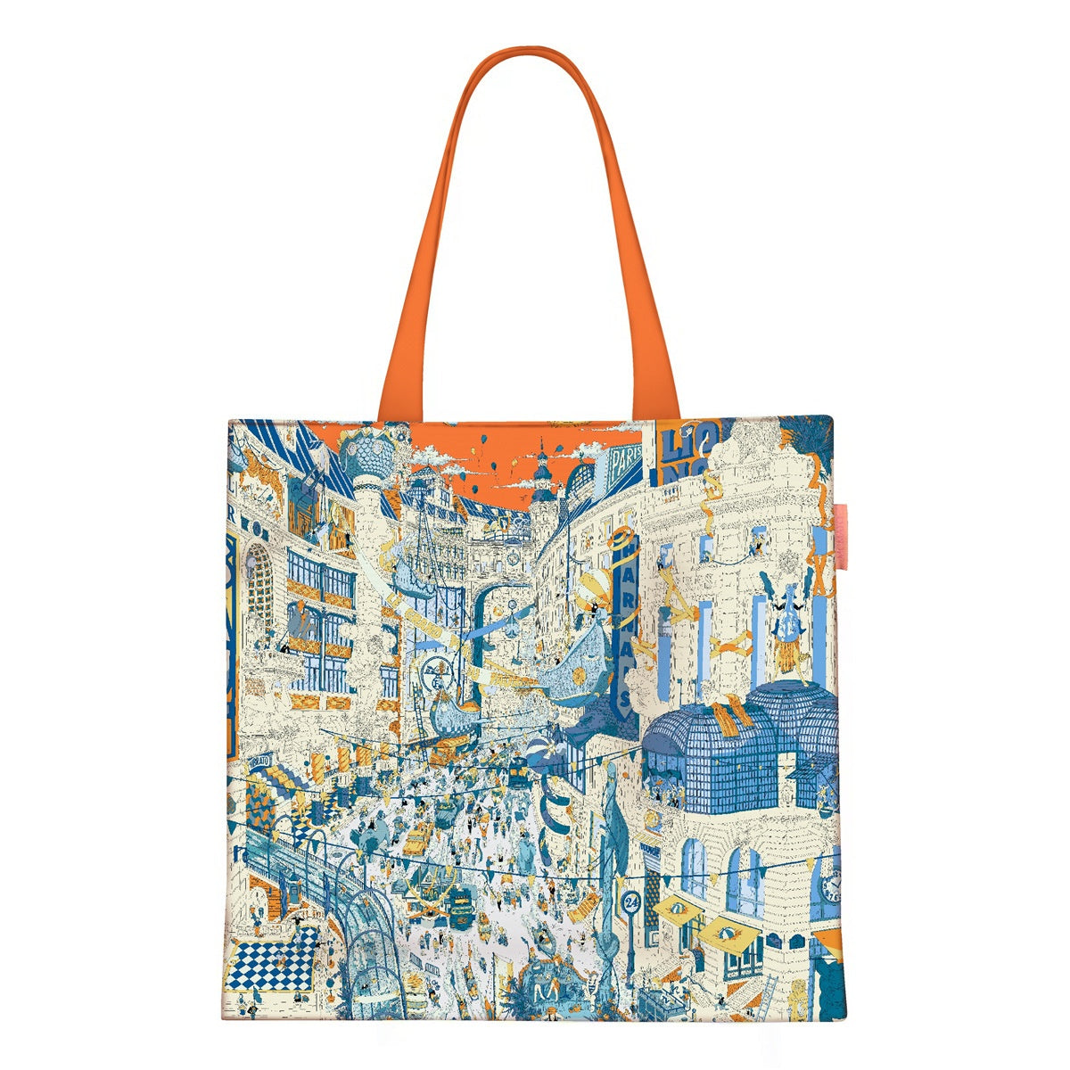 Painted City Tote — front view on light background
