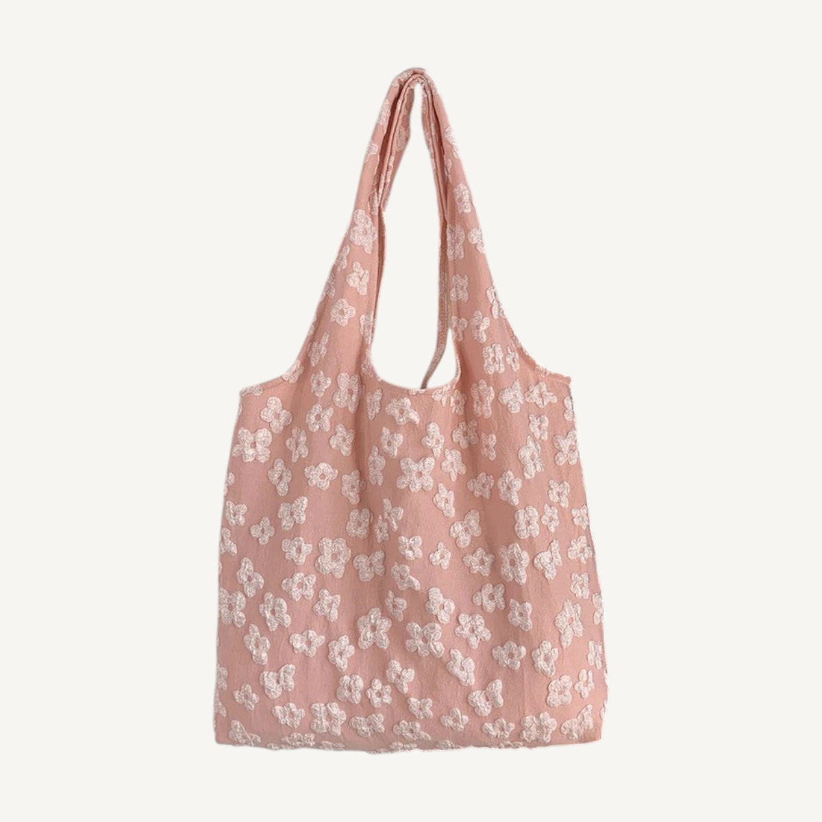 Petal Lace Hobo — pink, front view on a light background