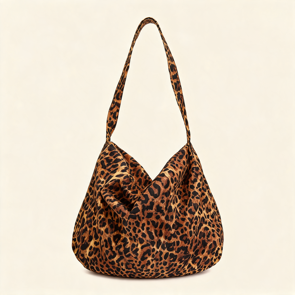 Soft Leopard Crossbody — brown leopard, full front view on light background