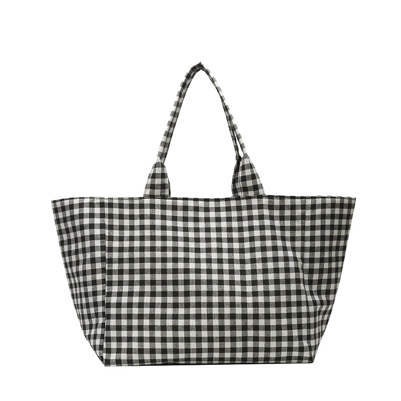 Gingham Everyday Tote — front view on light background