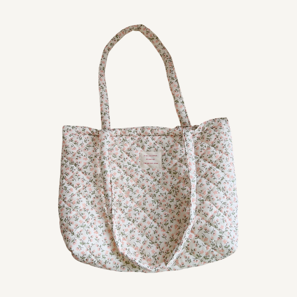 Rose Patch Quilt Tote — front view on light background