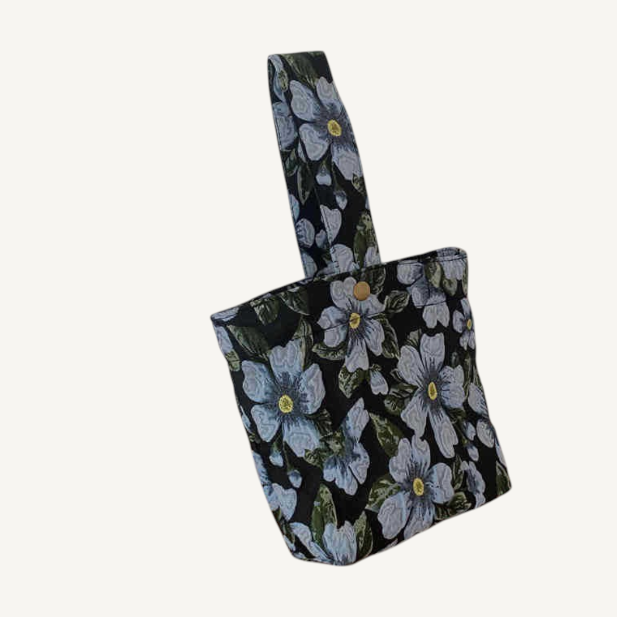 Blue Blossom Jacquard Bag — three-quarter view on light background