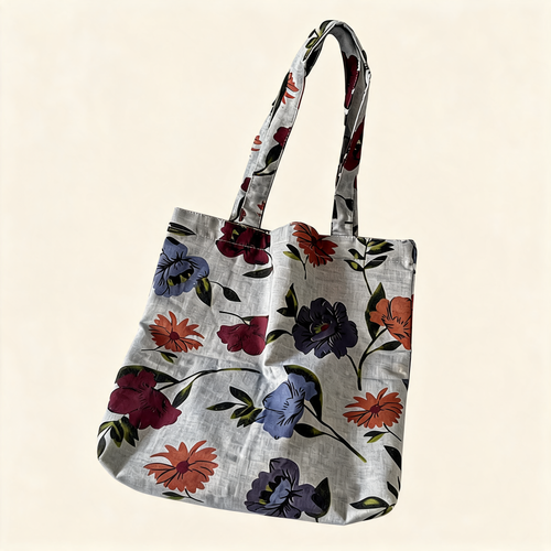 Autumn Botanical Tote — floral, front view on light background