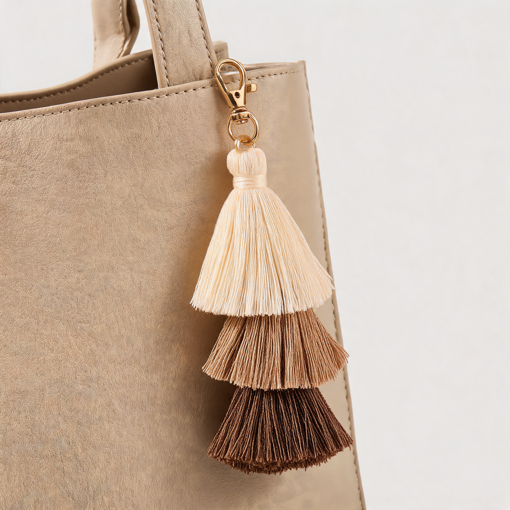 Three Tier Tassel Bag Charm — lifestyle styling | Mak&Malva gallery 1-3
