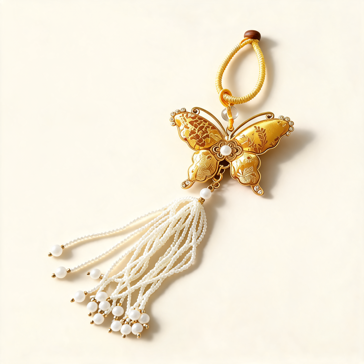 Brocade Butterfly Beaded Bag Charm — front product view | Mak&Malva gallery 1-3