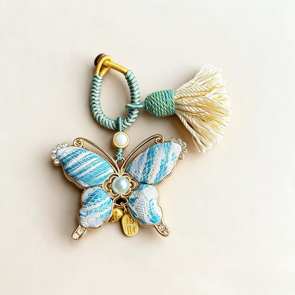Brocade Butterfly Thread Tassel Charm — front product view | Mak&Malva gallery 1-3
