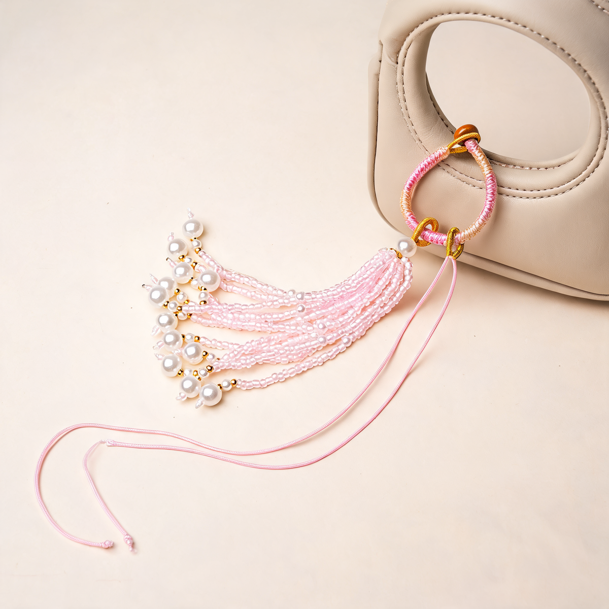 Knotted Bead Tassel Bag Charm — lifestyle styling | Mak&Malva gallery 1-3
