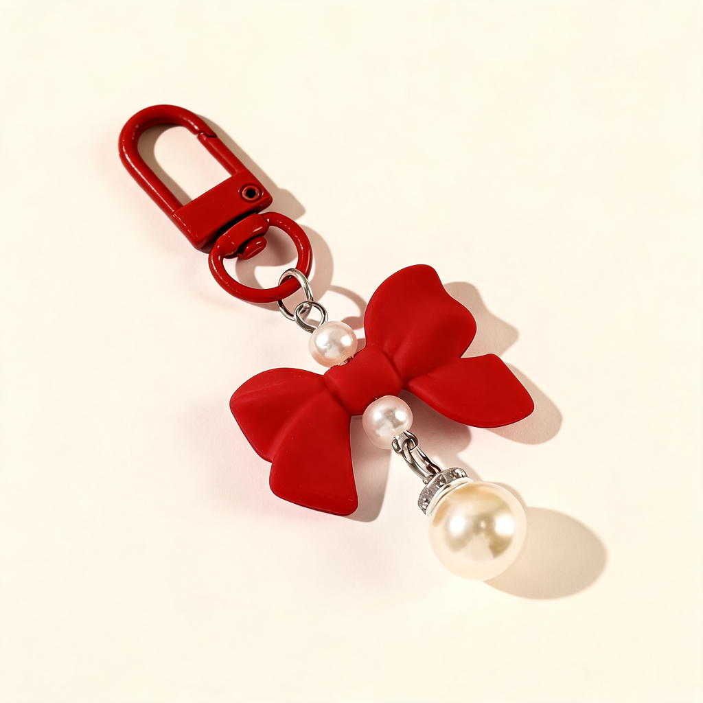 Pastel Bow And Pearl Look Charm — three-quarter product view | Mak&Malva gallery 1-3