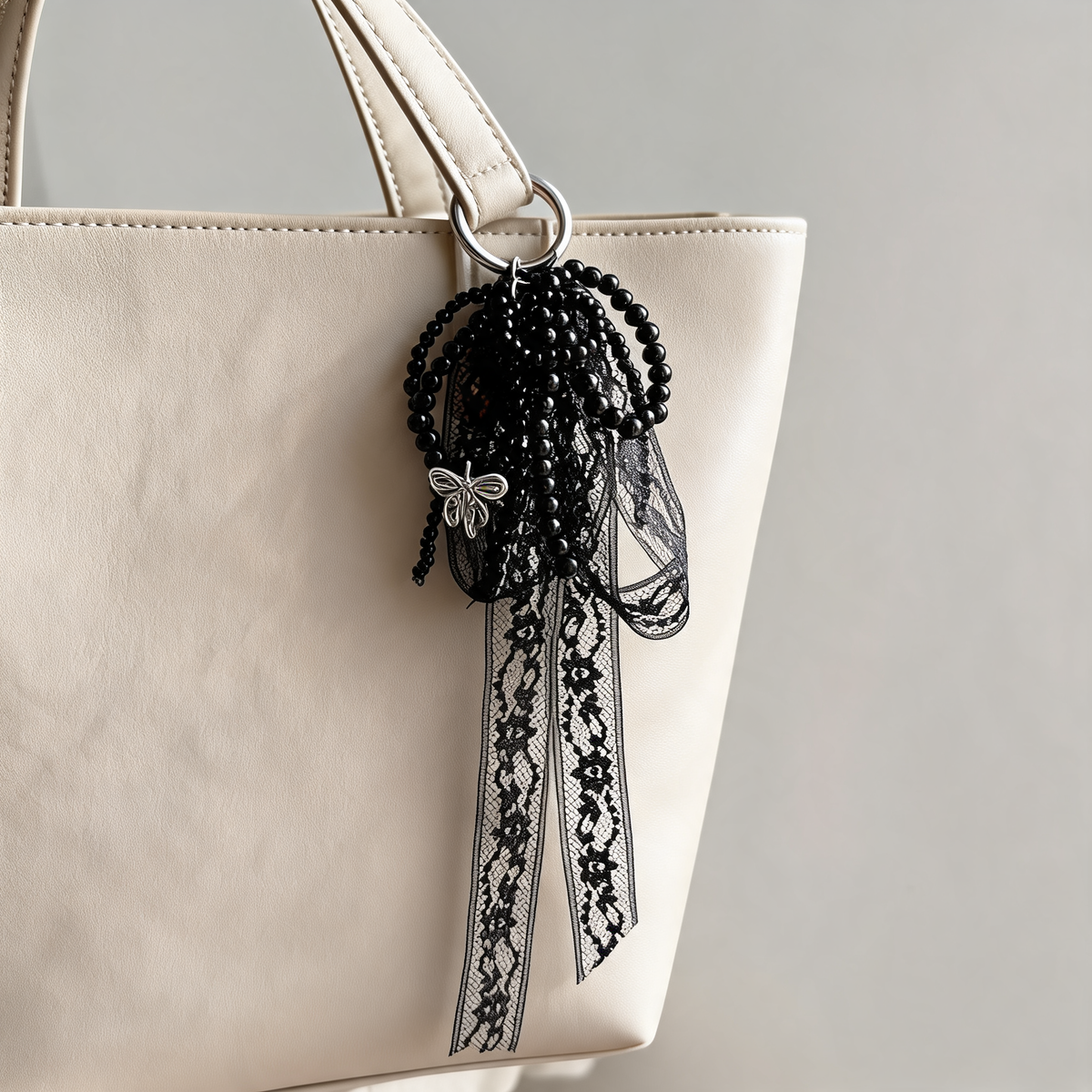 Lace Bow Bag Charm — lifestyle styling | Mak&Malva gallery 1-3