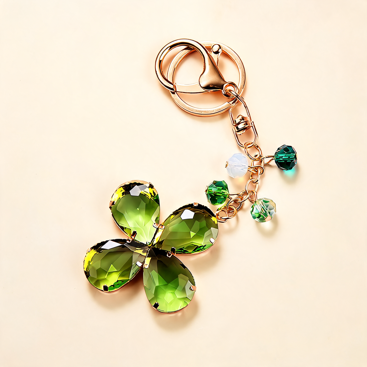 Faceted Clover Bag Charm — three-quarter product view | Mak&Malva gallery 1-3