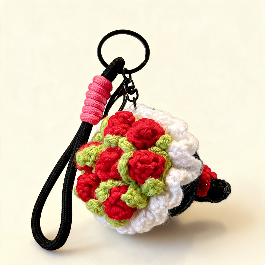 Mini Crochet Bouquet Bag Charm — three-quarter product view | Mak&Malva gallery 1-3