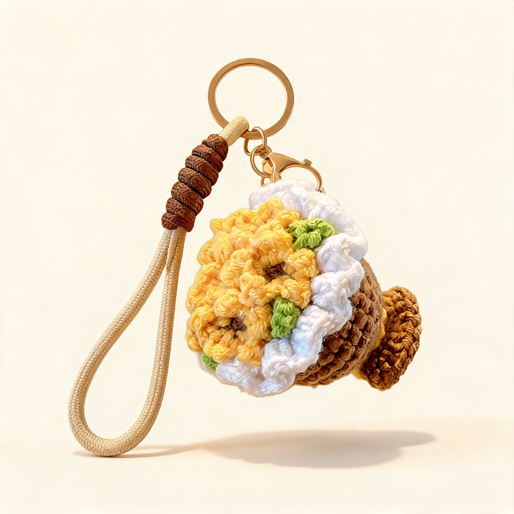 Crochet Sunflower Bouquet Charm — front product view | Mak&Malva gallery 1-3