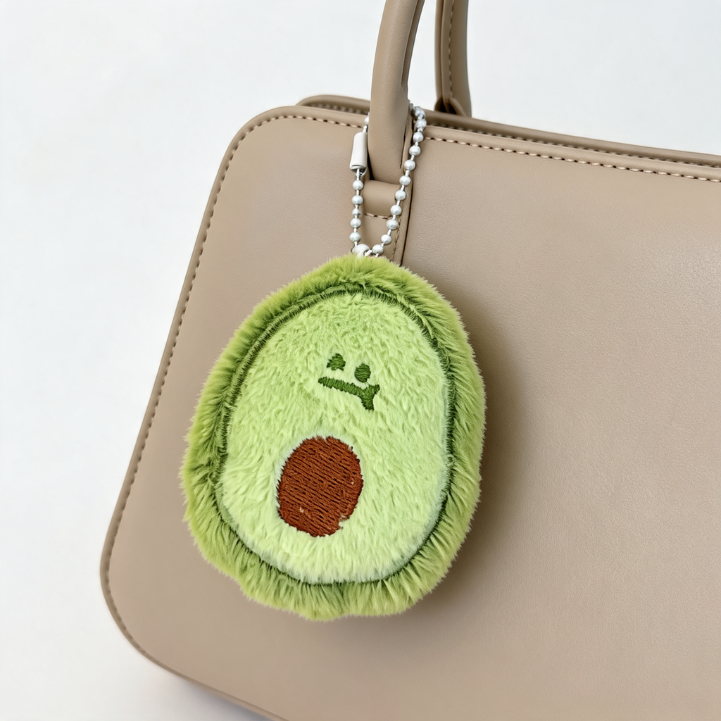 Little Avocado Plush Bag Charm — lifestyle styling | Mak&Malva gallery 1-3
