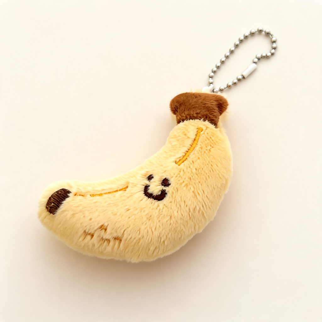 Little Banana Plush Bag Charm — three-quarter product view | Mak&Malva gallery 1-3