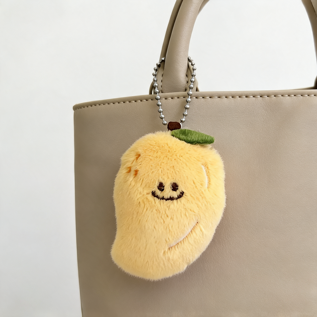 Little Mango Plush Bag Charm — lifestyle styling | Mak&Malva gallery 1-3