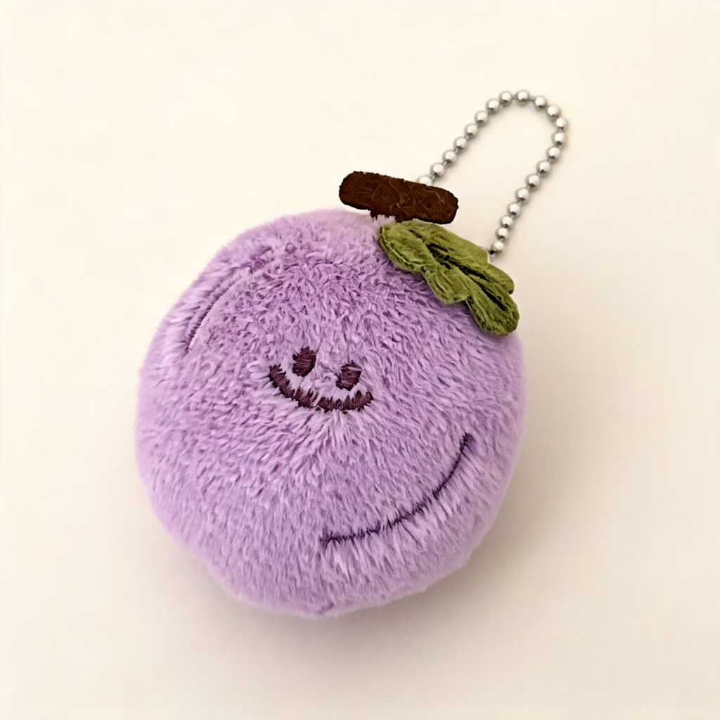 Little Grape Plush Bag Charm — three-quarter product view | Mak&Malva gallery 1-3