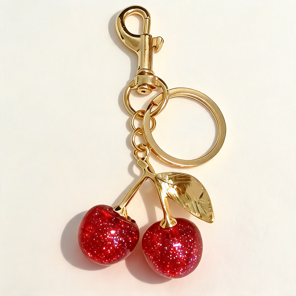 Mini Shimmer Cherry Bag Charm — front product view | Mak&Malva gallery 1-3