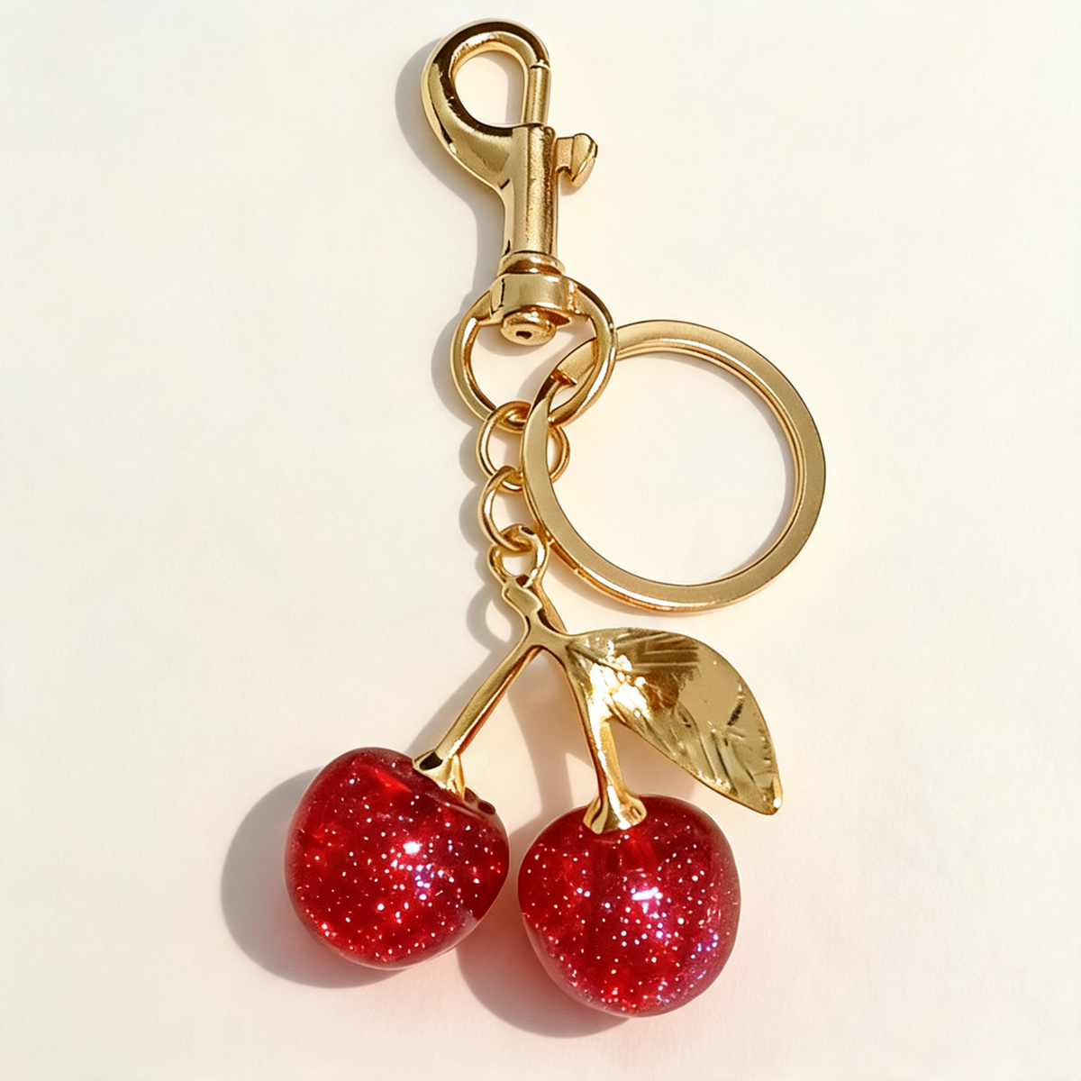 Mini Shimmer Cherry Bag Charm — front product view | Mak&Malva gallery 1-3