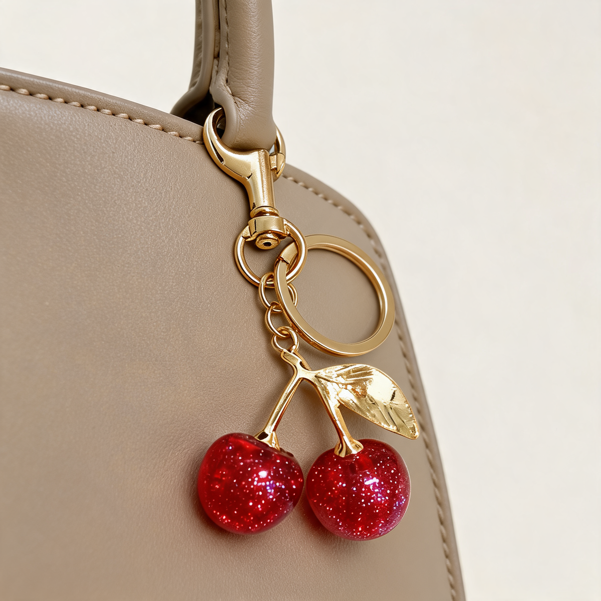 Mini Shimmer Cherry Bag Charm — lifestyle styling | Mak&Malva gallery 1-3