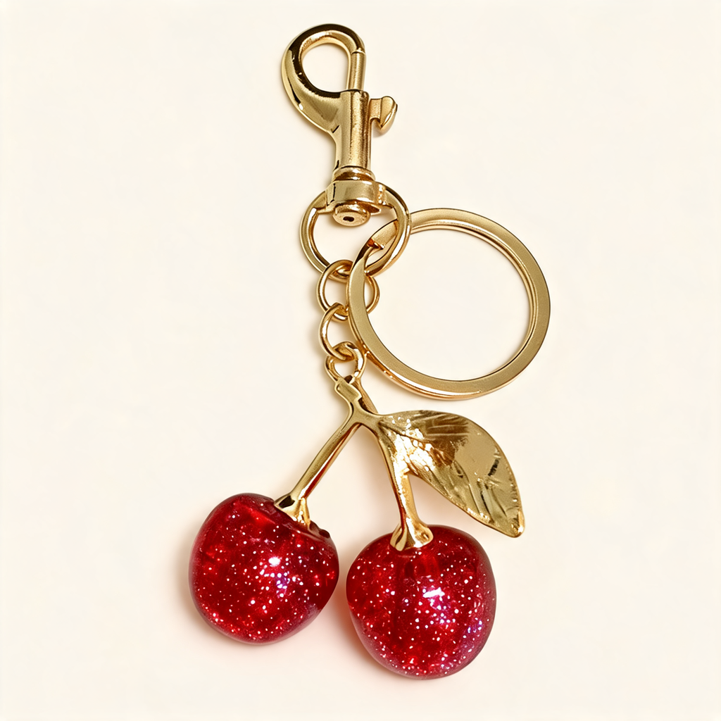 Mini Shimmer Cherry Bag Charm — three-quarter product view | Mak&Malva gallery 1-3