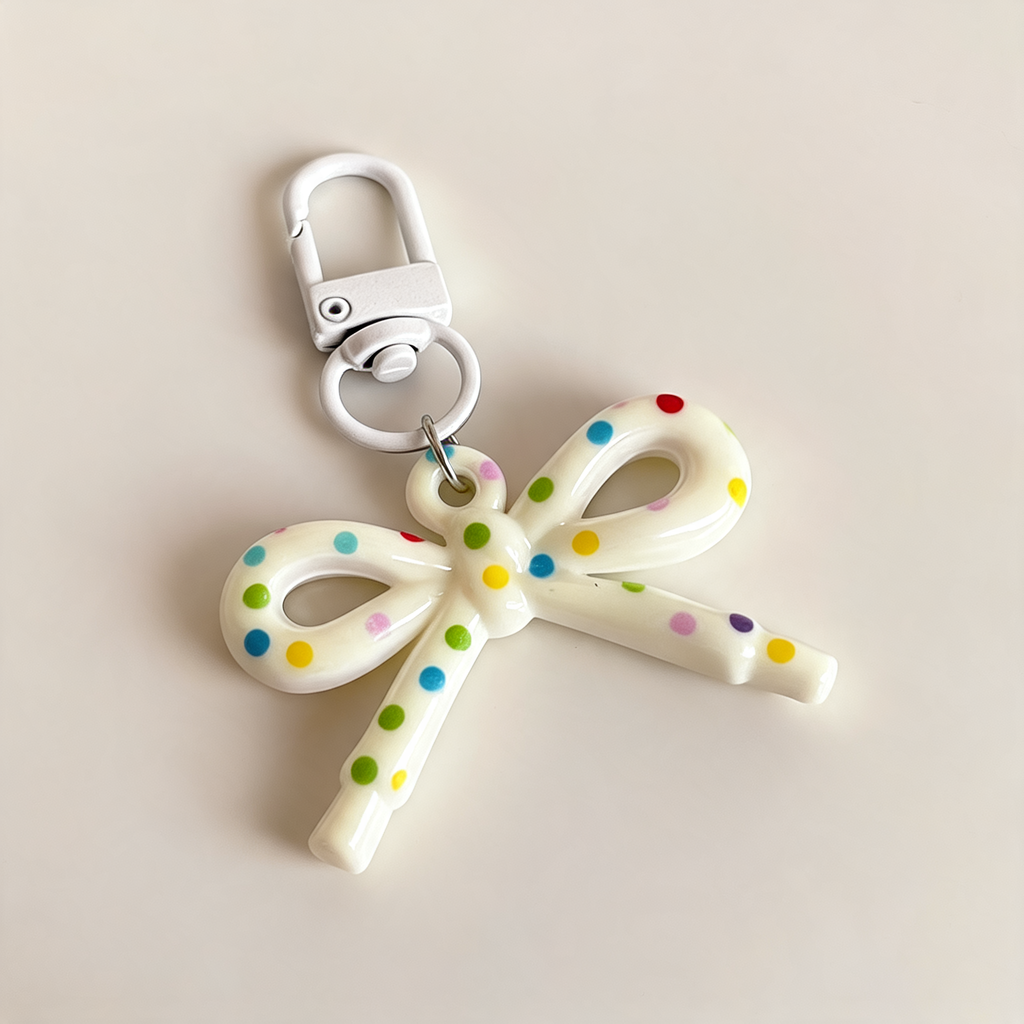 Polka Dot Bow Bag Charm — front product view | Mak&Malva gallery 1-3