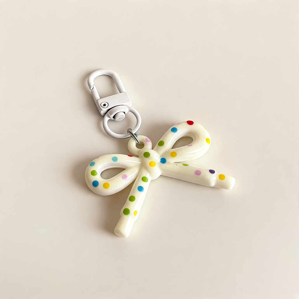 Polka Dot Bow Bag Charm — three-quarter product view | Mak&Malva gallery 1-3