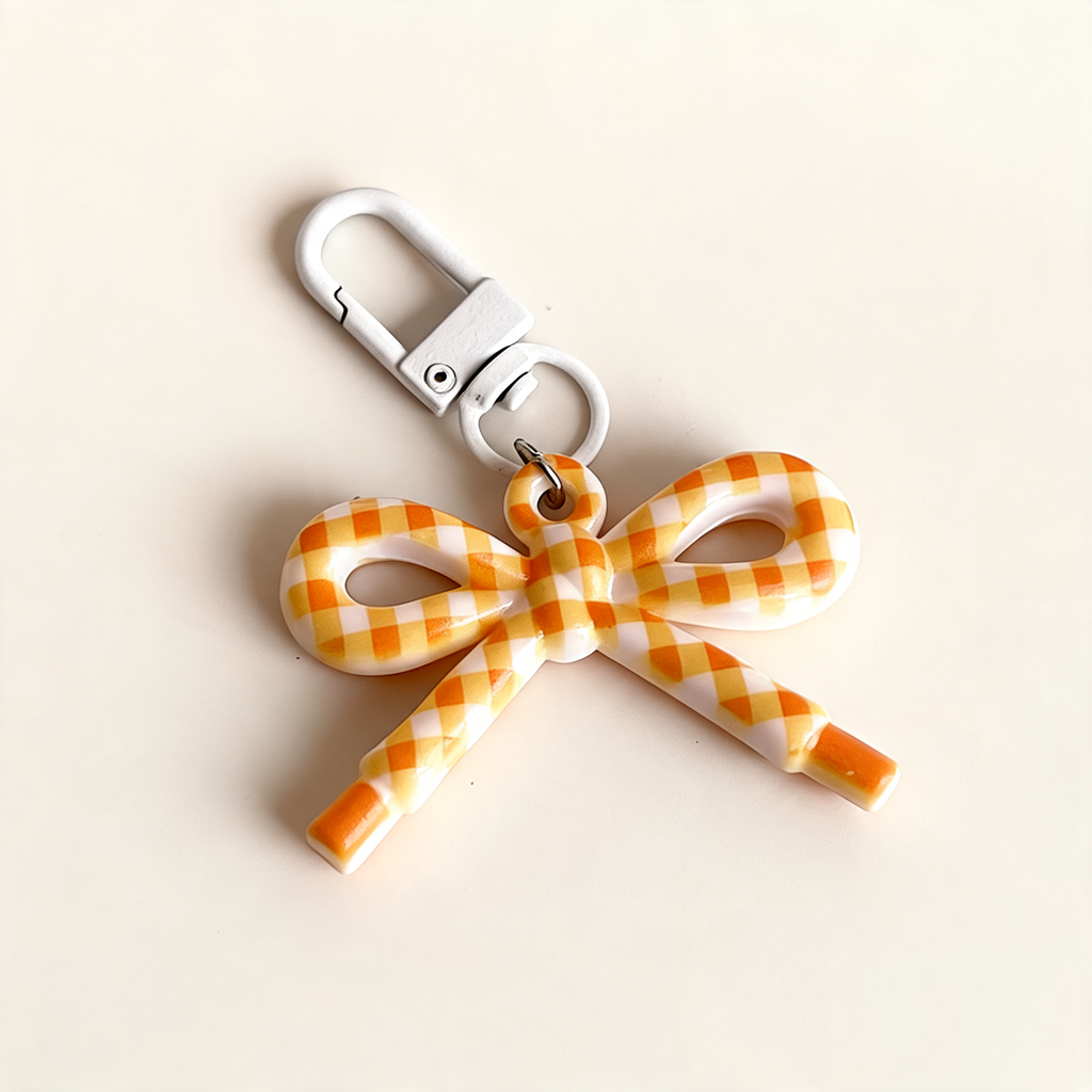 Gingham Bow Bag Charm — front product view | Mak&Malva gallery 1-3