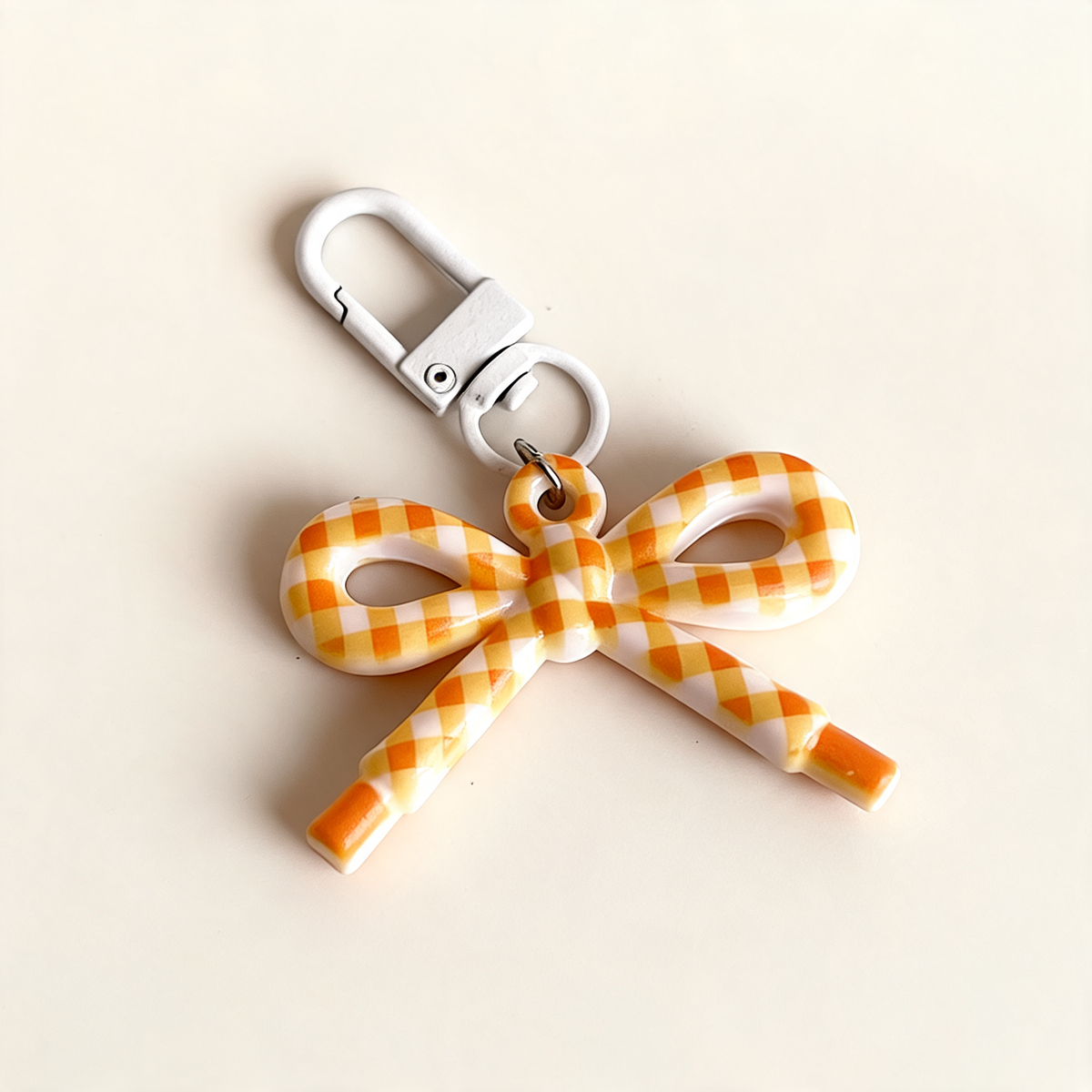 Gingham Bow Bag Charm — front product view | Mak&Malva gallery 1-3